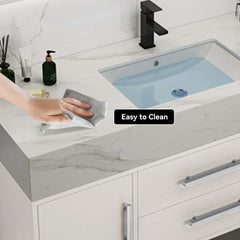 Modern 39.4" Floating Bathroom Vanity with Sintered Stone Top