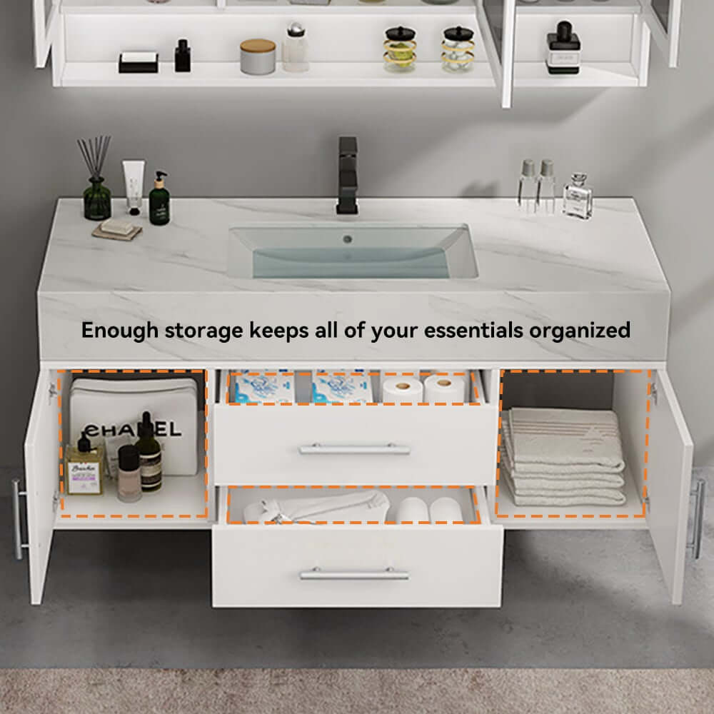 Modern 39.4" Floating Bathroom Vanity with Sintered Stone Top