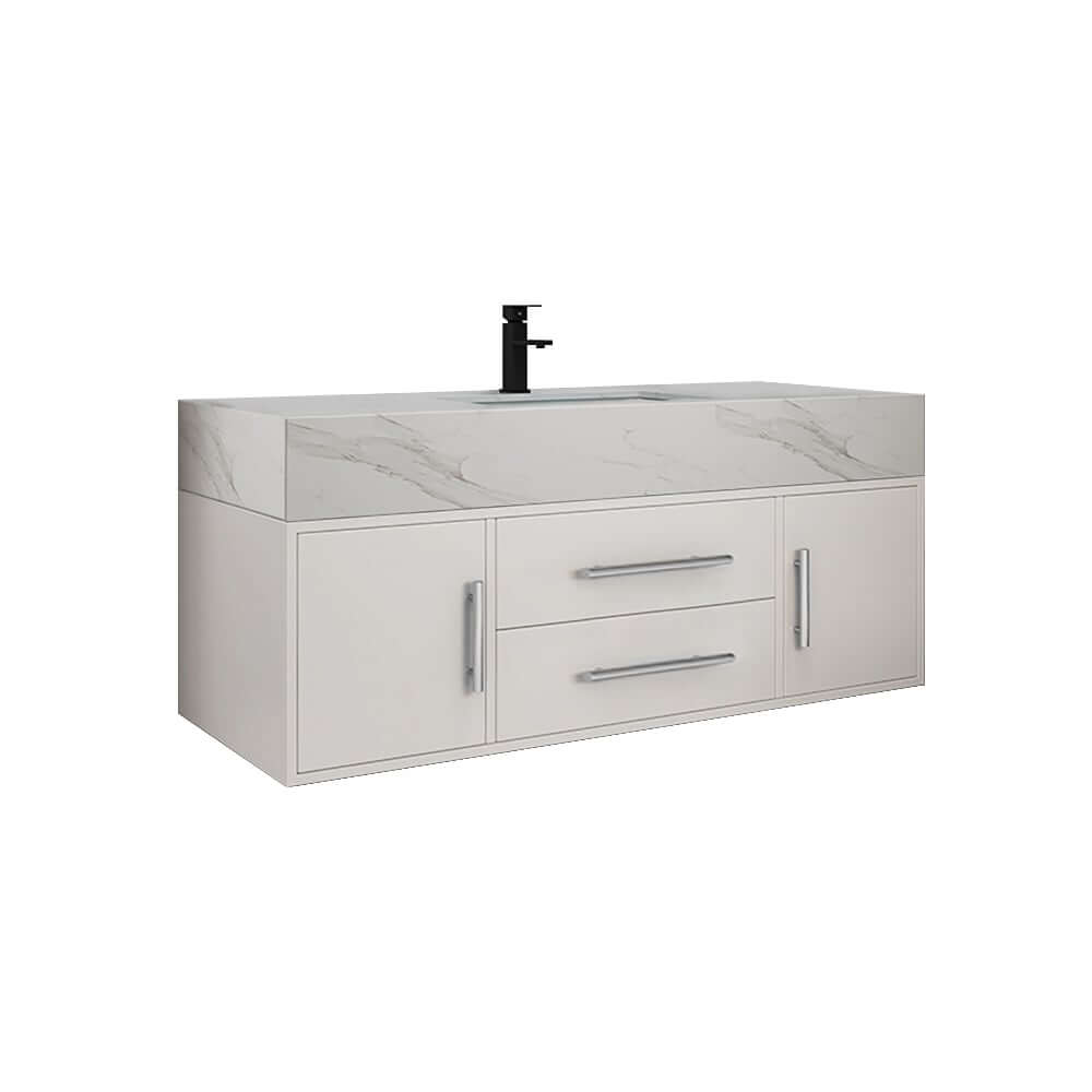 Modern 39.4" Floating Bathroom Vanity with Sintered Stone Top