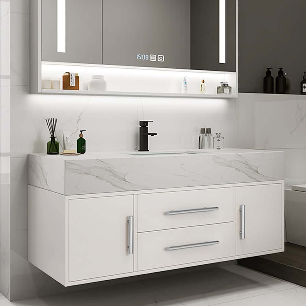 Modern 39.4" Floating Bathroom Vanity with Sintered Stone Top