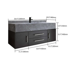 Modern 39.4" Floating Bathroom Vanity with Sintered Stone Top Dimensions