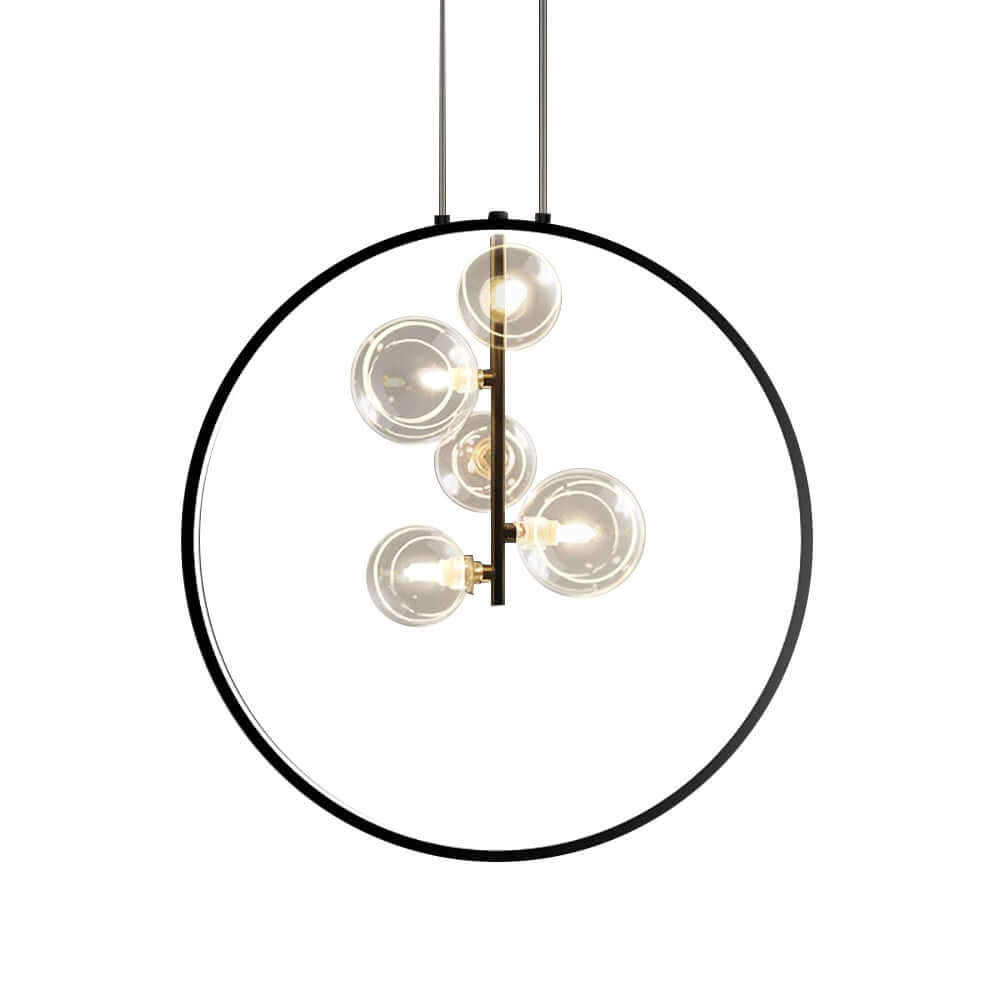 Modern 5-Light Cluster Pendant Chandelier in Black with Glass Shades
