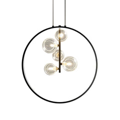Modern 5-Light Cluster Pendant Chandelier in Black with Glass Shades