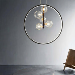 Modern 5-Light Cluster Pendant Chandelier in Black with Glass Shades