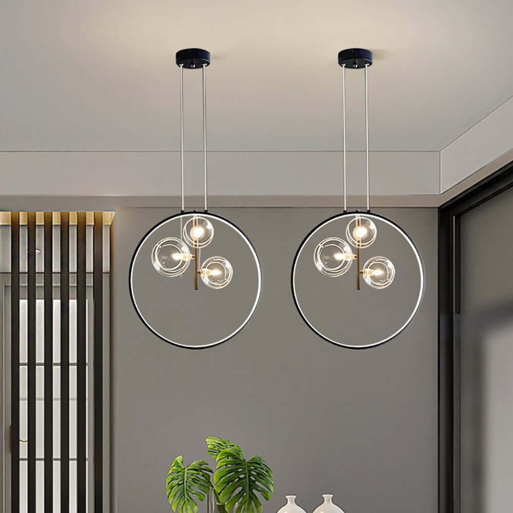 Modern 5-Light Cluster Pendant Chandelier in Black with Glass Shades