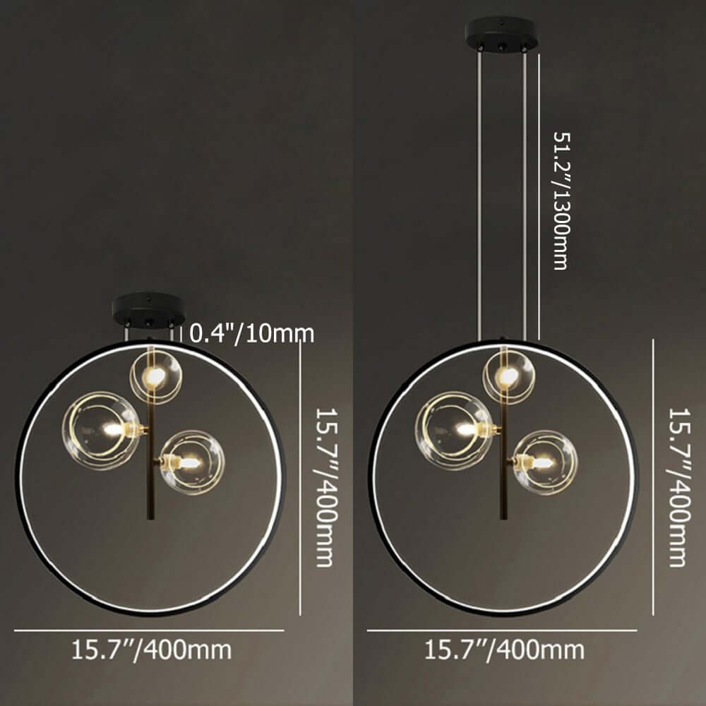 Modern 5-Light Cluster Pendant Chandelier in Black with Glass Shades