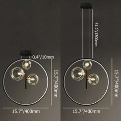 Modern 5-Light Cluster Pendant Chandelier in Black with Glass Shades