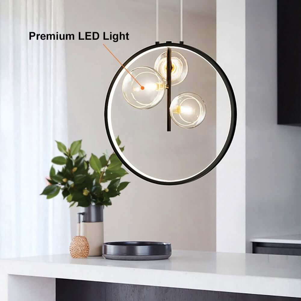 Modern 5-Light Cluster Pendant Chandelier in Black with Glass Shades