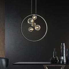 Modern 5-Light Cluster Pendant Chandelier in Black with Glass Shades