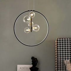 Modern 5-Light Cluster Pendant Chandelier in Black with Glass Shades