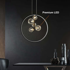 Modern 5-Light Cluster Pendant Chandelier in Black with Glass Shades