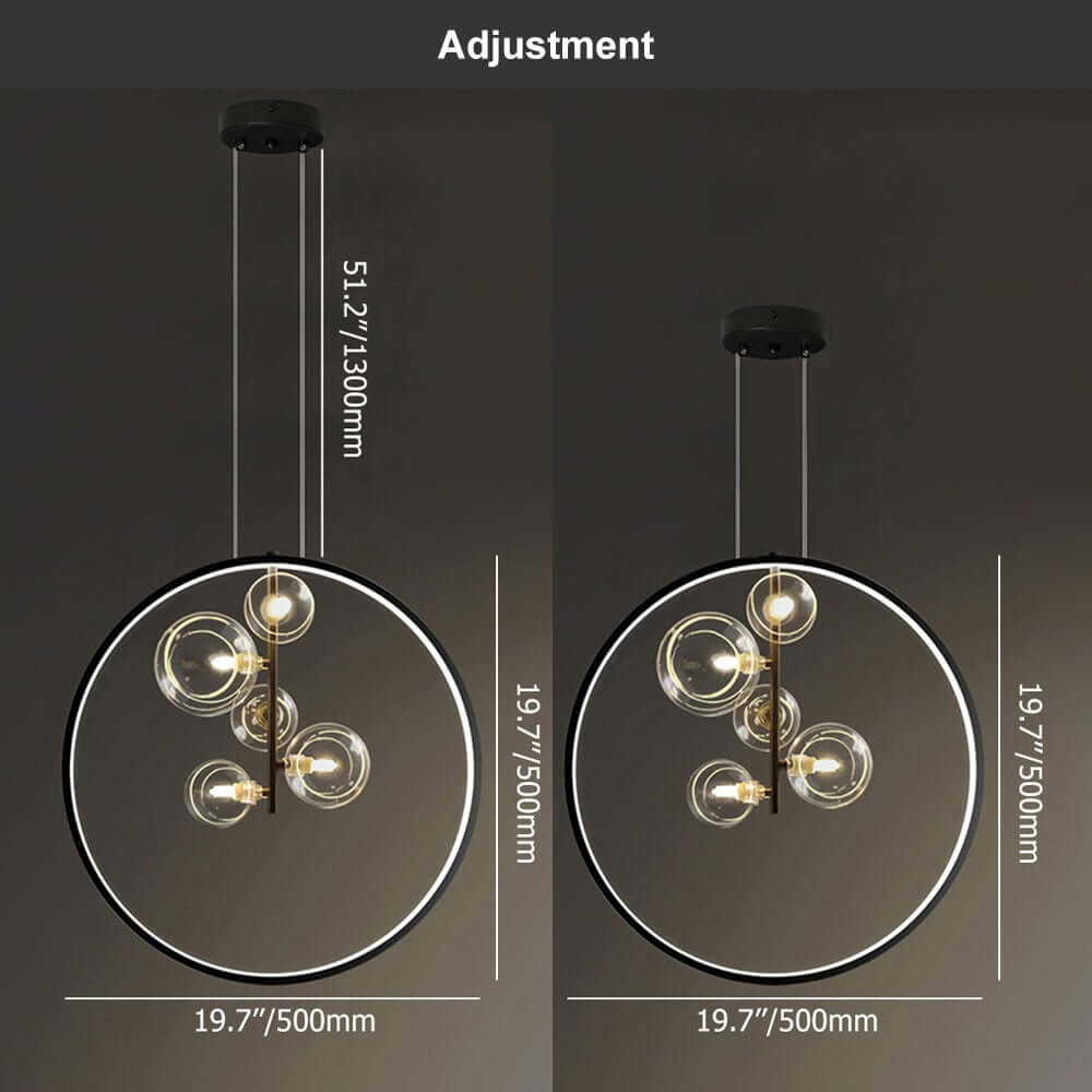 Modern 5-Light Cluster Pendant Chandelier in Black with Glass Shades