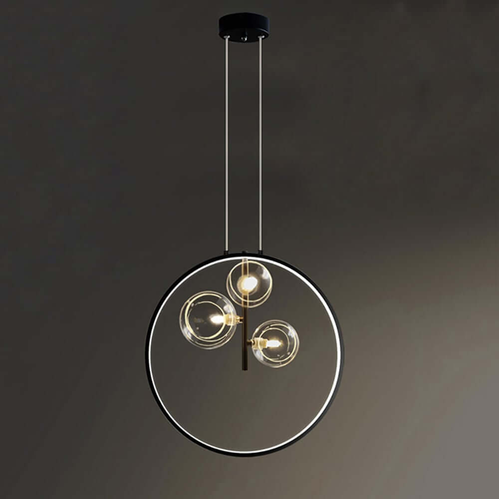 Modern 5-Light Cluster Pendant Chandelier in Black with Glass Shades