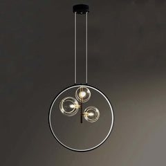 Modern 5-Light Cluster Pendant Chandelier in Black with Glass Shades
