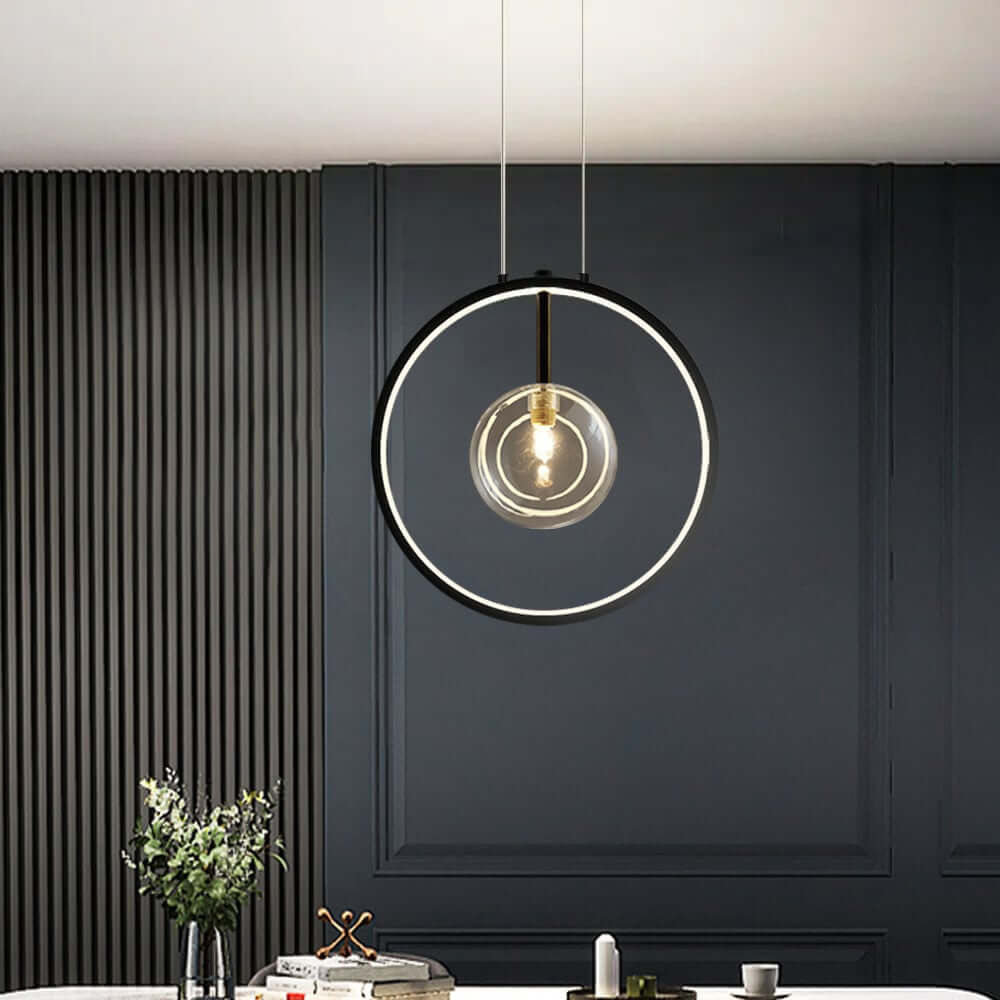 Modern 5-Light Cluster Pendant Chandelier in Black with Glass Shades Dimensions