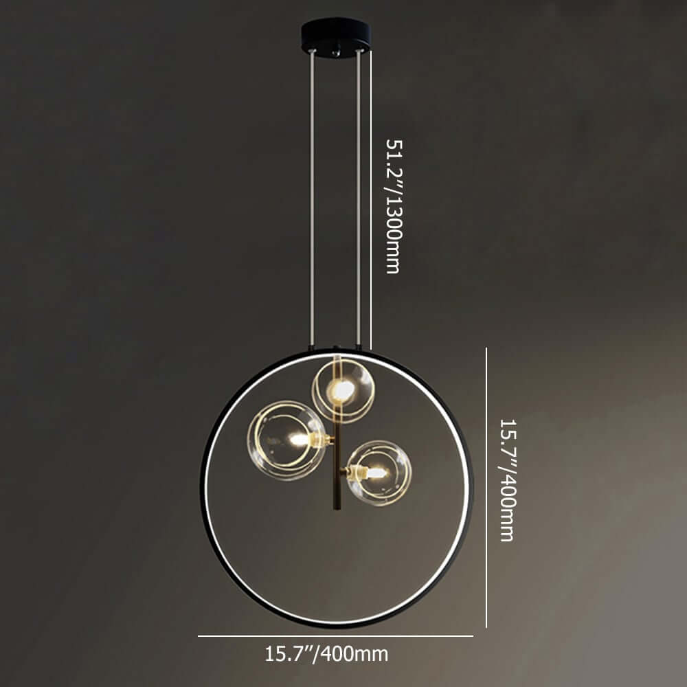 Modern 5-Light Cluster Pendant Chandelier in Black with Glass Shades Dimensions