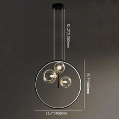 Modern 5-Light Cluster Pendant Chandelier in Black with Glass Shades Dimensions