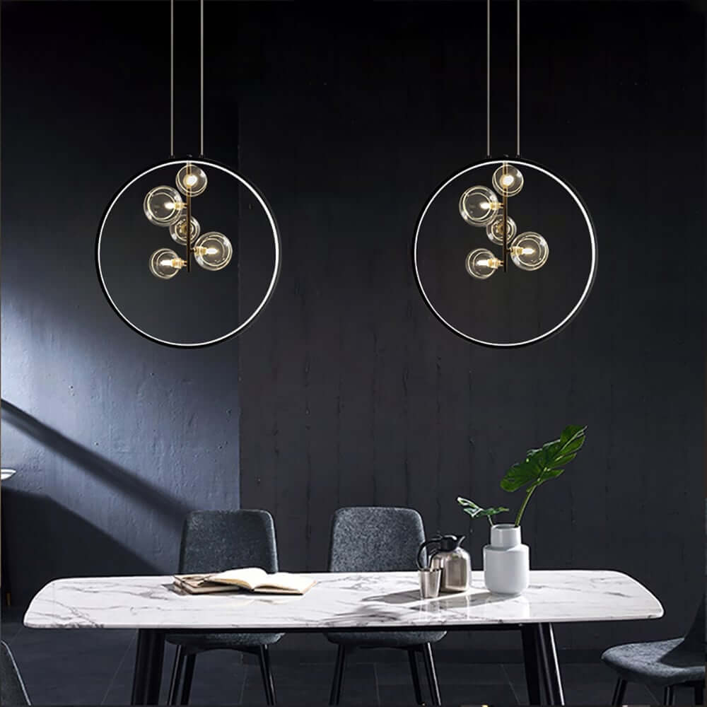 Modern 5-Light Cluster Pendant Chandelier in Black with Glass Shades Main Product Image