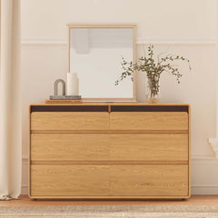 Modern 6-Drawer Double Dresser with Built-In Lighting and Charging