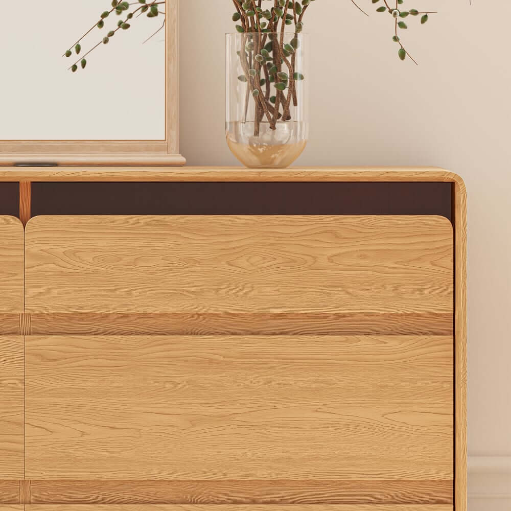 Modern 6-Drawer Double Dresser with Built-In Lighting and Charging
