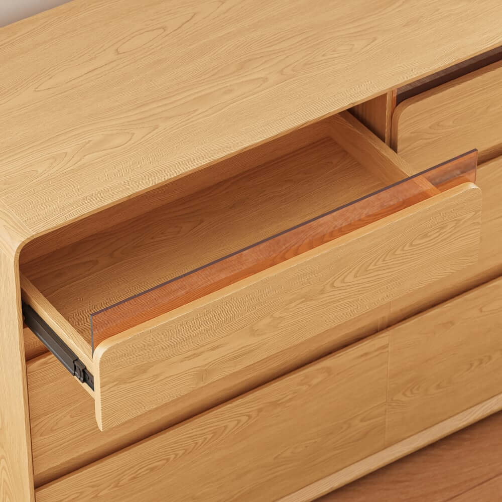 Modern 6-Drawer Double Dresser with Built-In Lighting and Charging