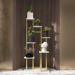 Modern 7-Tier Plant Stand with Stainless Steel and Manufactured Wood