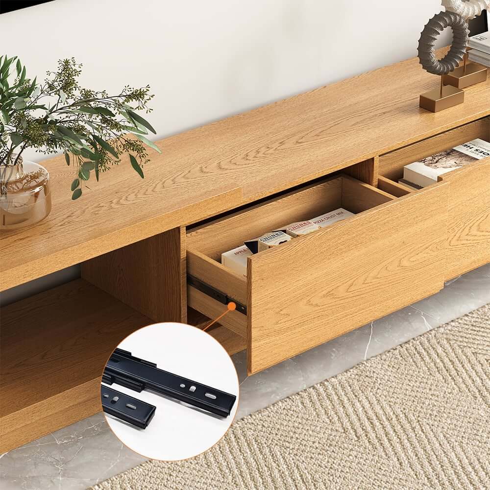 Modern 71" TV Stand With 3 Drawers - Walnut & Black