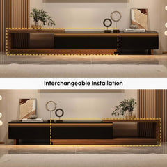 Modern 71" TV Stand With 3 Drawers - Walnut & Black