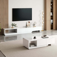 Modern 71" TV Stand With 3 Drawers - Walnut & Black