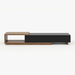 Modern 71" TV Stand With 3 Drawers - Walnut & Black