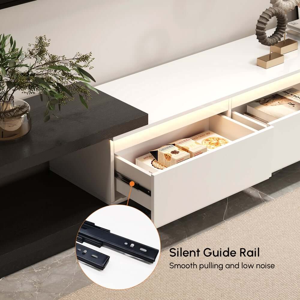Modern 71" TV Stand With 3 Drawers - Walnut & Black