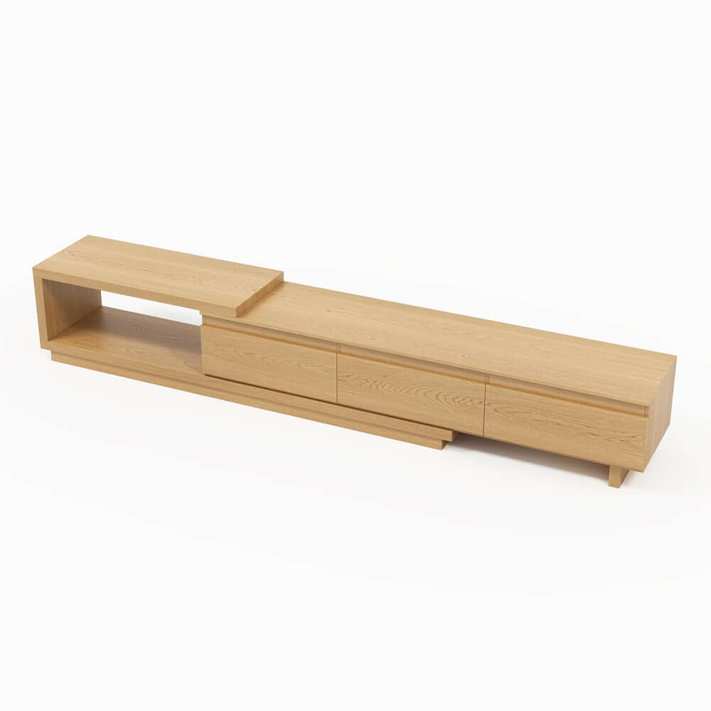 Modern 71" TV Stand With 3 Drawers - Walnut & Black