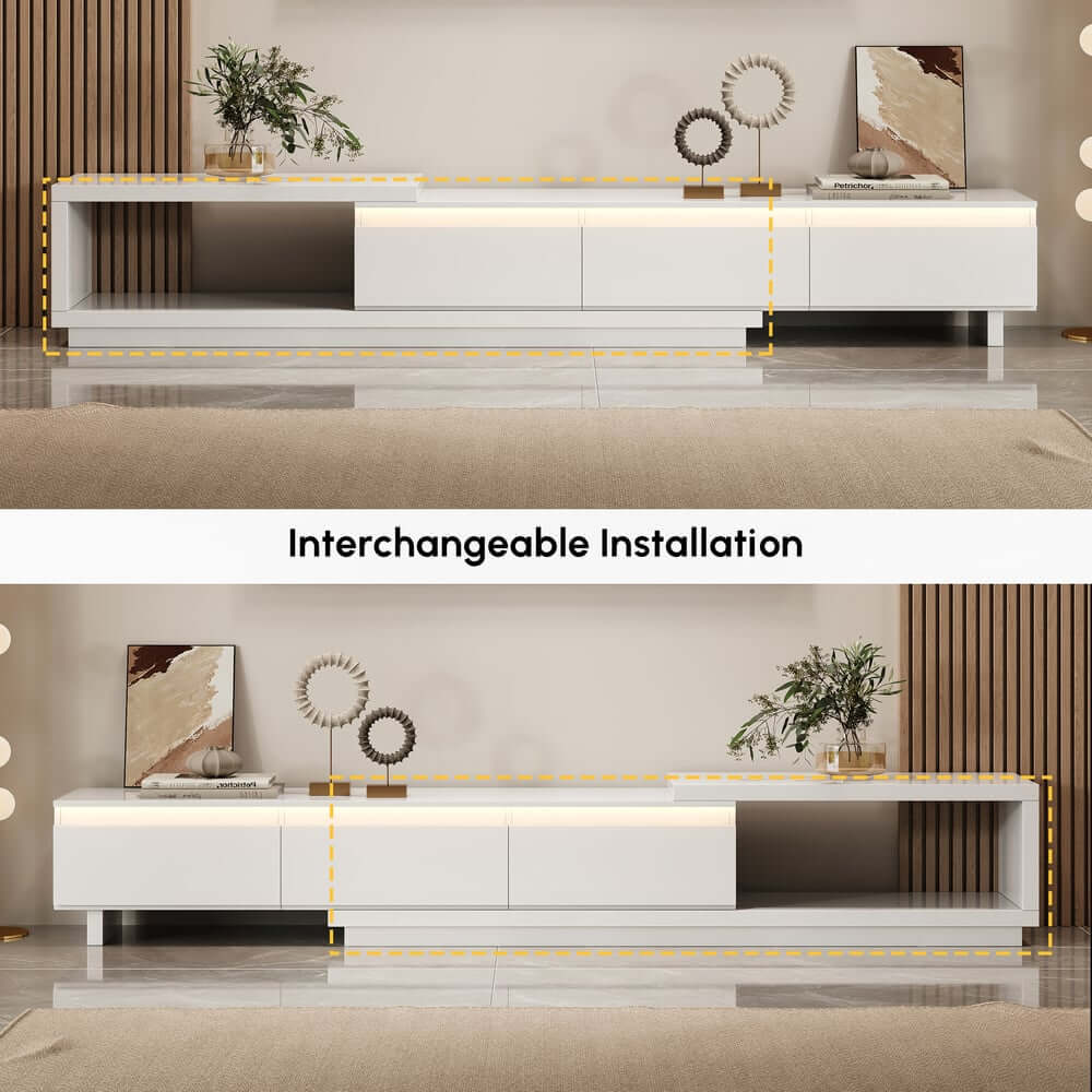 Modern 71" TV Stand With 3 Drawers - Walnut & Black