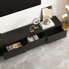 Modern 71" TV Stand With 3 Drawers - Walnut & Black