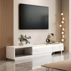 Modern 71" TV Stand With 3 Drawers - Walnut & Black