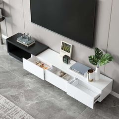 Modern 71" TV Stand With 3 Drawers - Walnut & Black