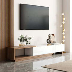 Modern 71" TV Stand With 3 Drawers - Walnut & Black