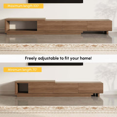 Modern 71" TV Stand With 3 Drawers - Walnut & Black