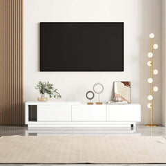 Modern 71" TV Stand With 3 Drawers - Walnut & Black