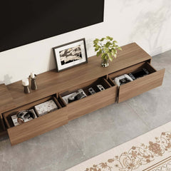 Modern 71" TV Stand With 3 Drawers - Walnut & Black