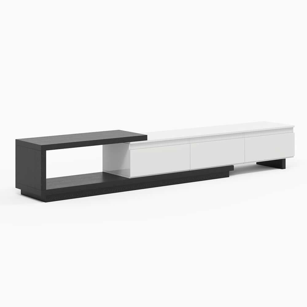 Modern 71" TV Stand With 3 Drawers - Walnut & Black