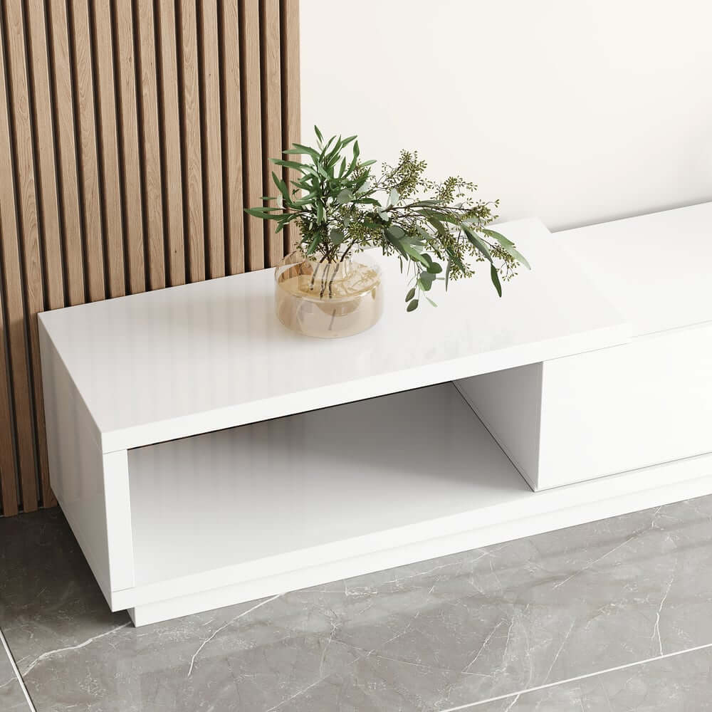 Modern 71" TV Stand With 3 Drawers - Walnut & Black