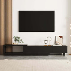 Modern 71" TV Stand With 3 Drawers - Walnut & Black
