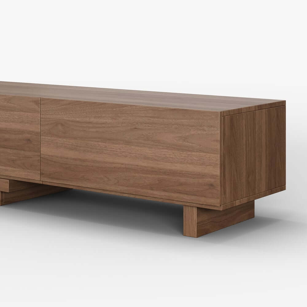 Modern 71" TV Stand With 3 Drawers - Walnut & Black