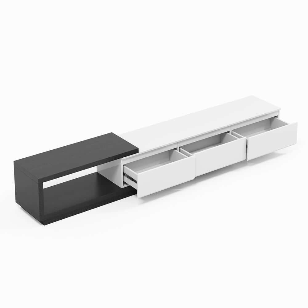 Modern 71" TV Stand With 3 Drawers - Walnut & Black