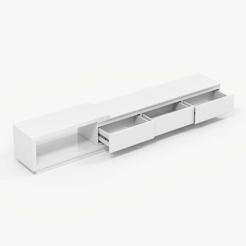 Modern 71" TV Stand With 3 Drawers - Walnut & Black