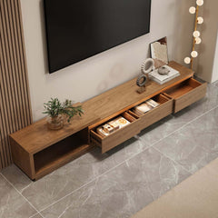 Modern 71" TV Stand With 3 Drawers - Walnut & Black