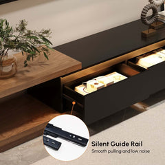 Modern 71" TV Stand With 3 Drawers - Walnut & Black