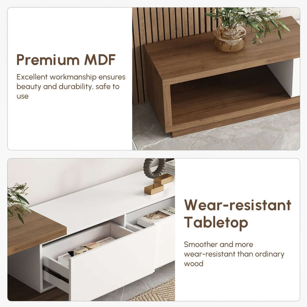 Modern 71" TV Stand With 3 Drawers - Walnut & Black
