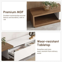 Modern 71" TV Stand With 3 Drawers - Walnut & Black